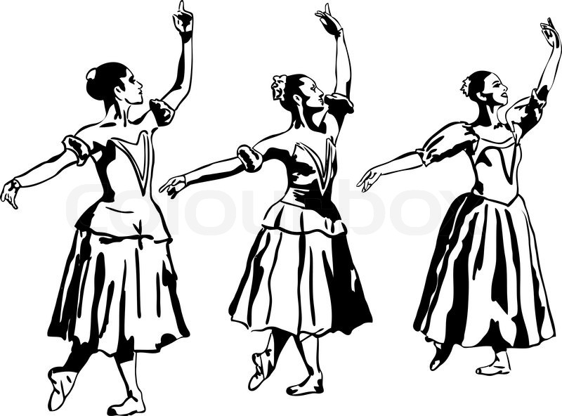 800x592 Sketch Of Girl's Ballerina Standing In A Pose Stock Vector