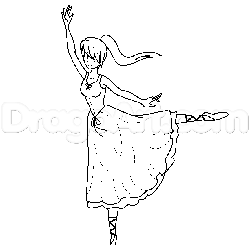 863x844 Drawn Dancer Line Drawing