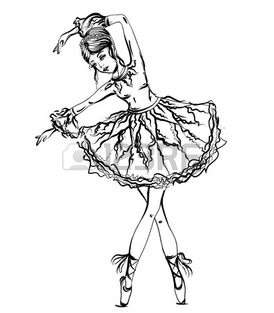 394x450 Ballerina With Floral Ornament Dress And Splashes In Watercolor