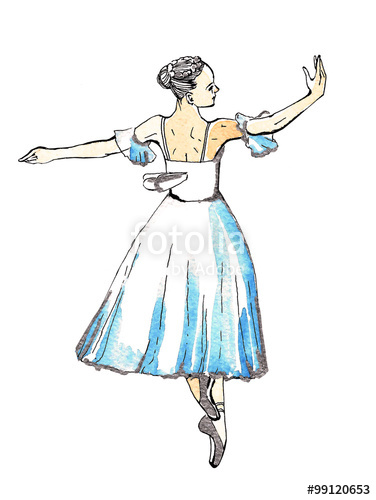 376x500 Ballet Dancer Performing Silfide, Blacknd Silver Drawing On