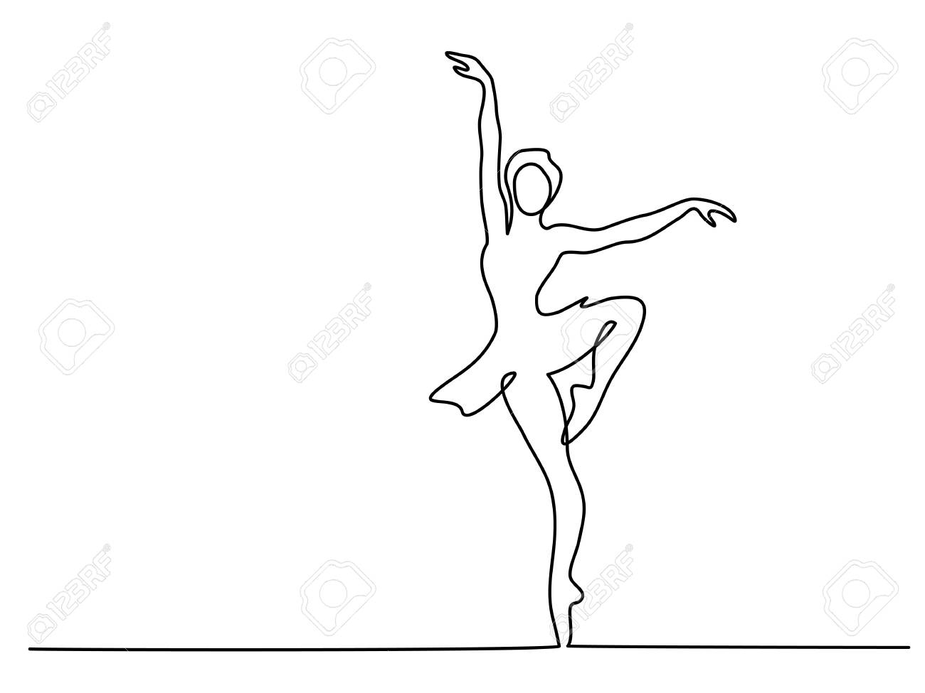 1300x975 Continuous Line Art Drawing. Ballet Dancer Ballerina. Vector