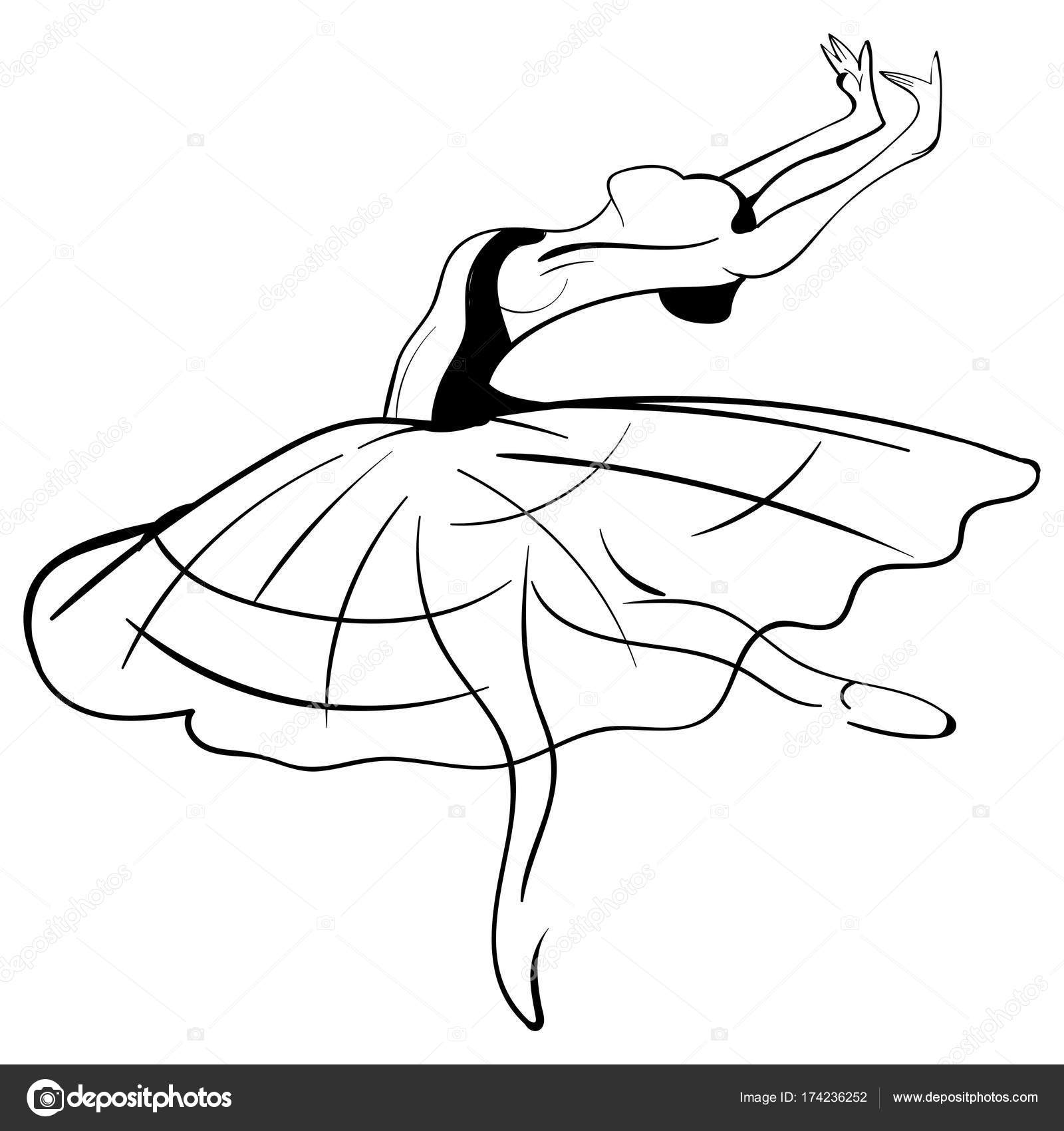 1600x1700 Beautiful Drawing Ballerina Sketch. Vector Stock Vector