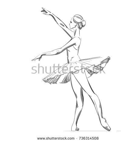 450x470 A Young Ballerina. Freehand Drawing Of A Ballet Dancer Girl