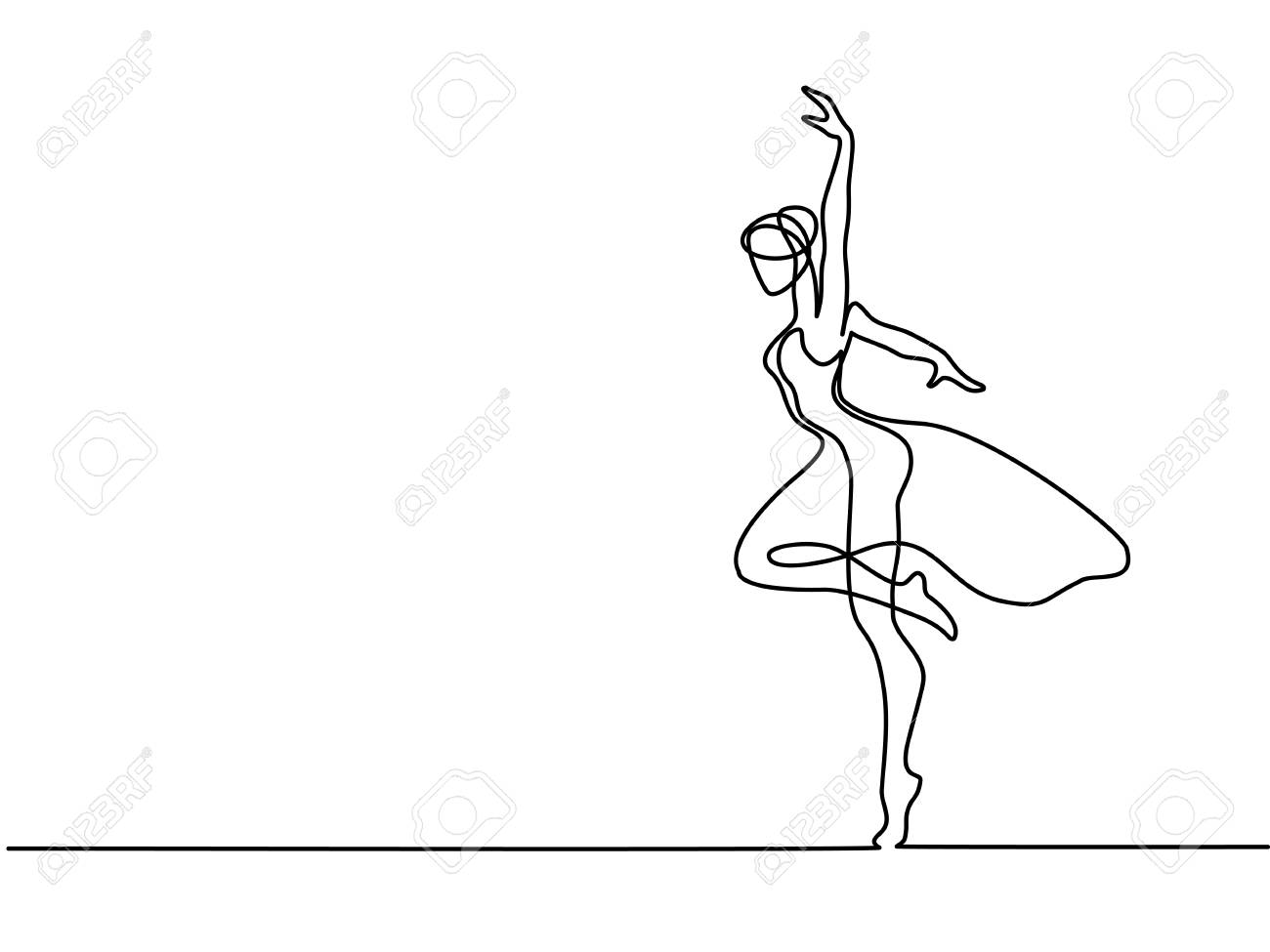1300x975 Continuous Line Art Drawing. Ballet Dancer Ballerina. Vector