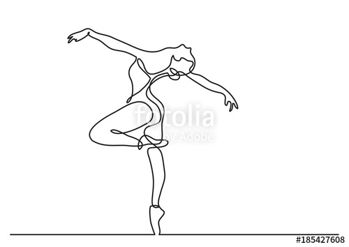 500x354 Continuous Line Drawing Of Woman Ballet Dancer Stock Image