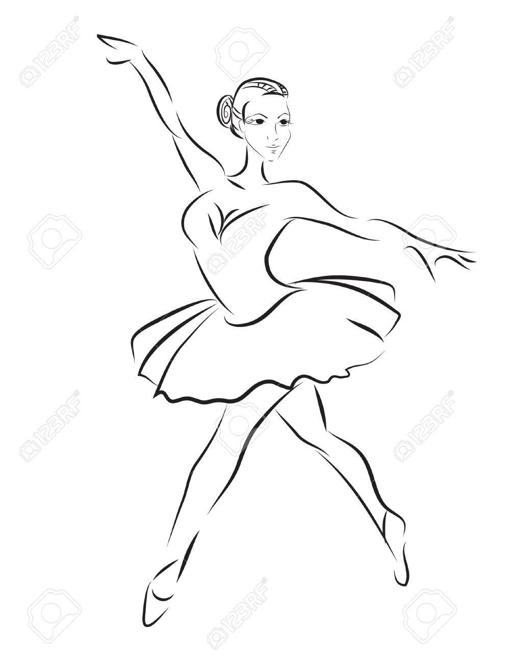 1010x1300 Contour Sketch Of Ballet Dancer Royalty Free Cliparts, Vectors
