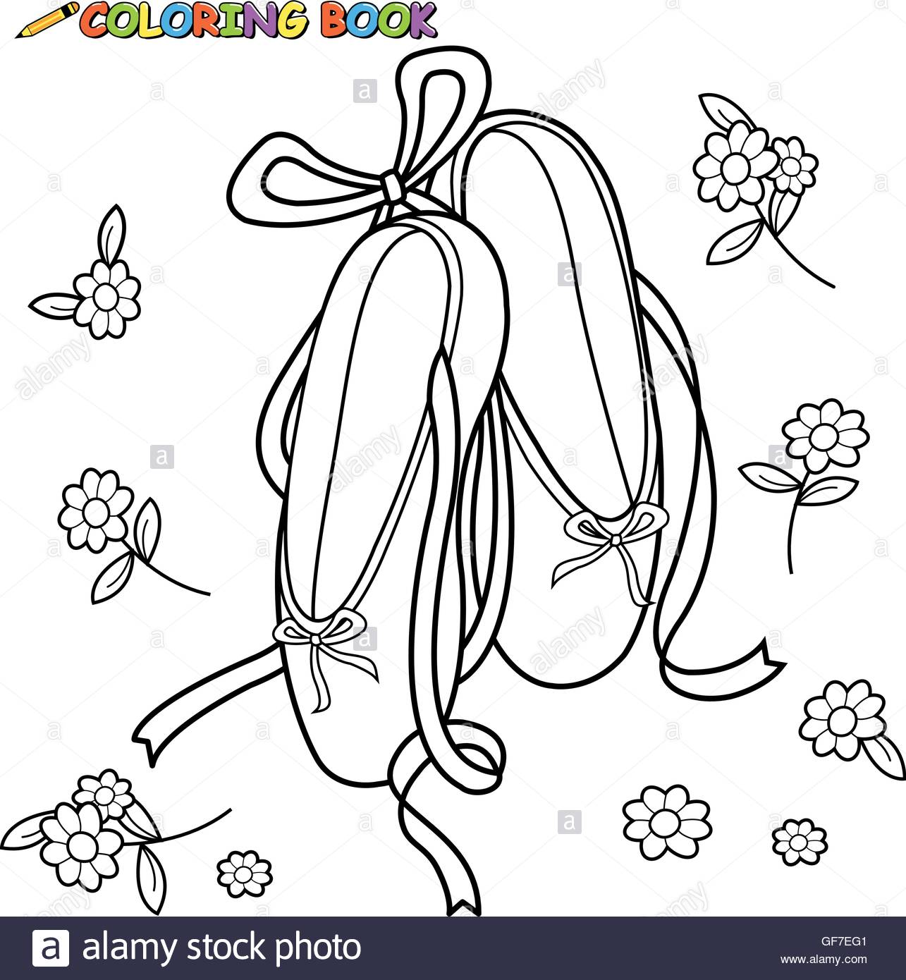 1285x1390 Black White Outline Image Of A Pair Of Ballet Shoes