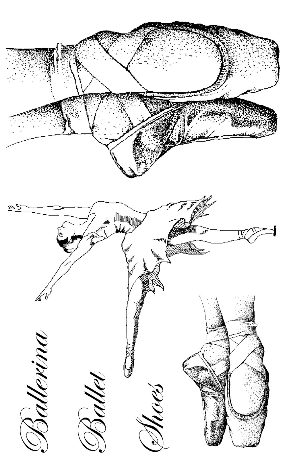 1000x1603 Ballet Shoes Rubber Stamp Set