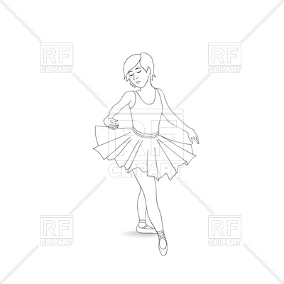 400x400 Girl Dancing In Ballet Shoes And Ballet Tutu Outline Royalty Free