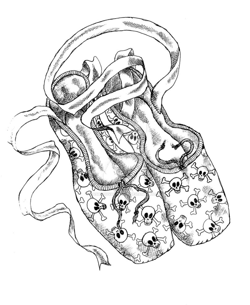 809x988 Skull Ballet Shoes By Pashaduvalentine