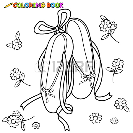 450x450 Ballet Shoes Coloring Book Page Royalty Free Cliparts, Vectors