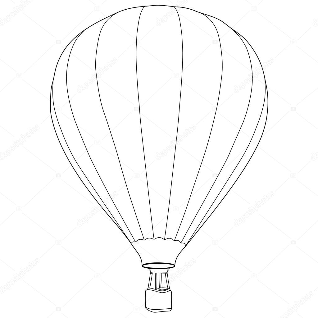 1024x1024 Air Balloon Outline Drawing Stock Vector Viktorijareut