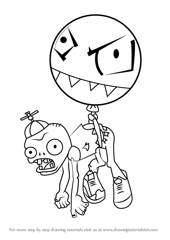 596x843 Learn How To Draw Balloon Zombie From Plants Vs. Zombies (Plants