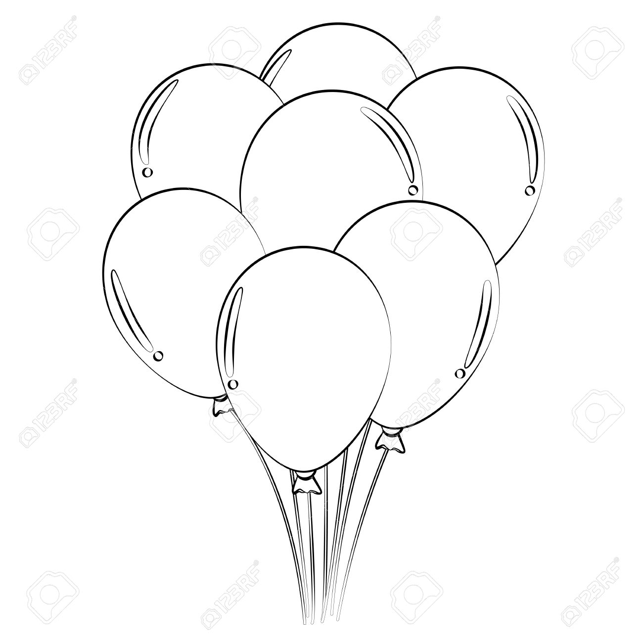 1300x1300 Black Outline Vector Balloons On White Background. Royalty Free