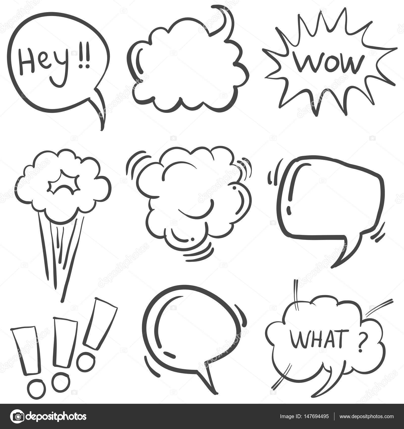 1600x1700 Text Balloon Hand Draw Doodle Style Stock Vector Kongvector