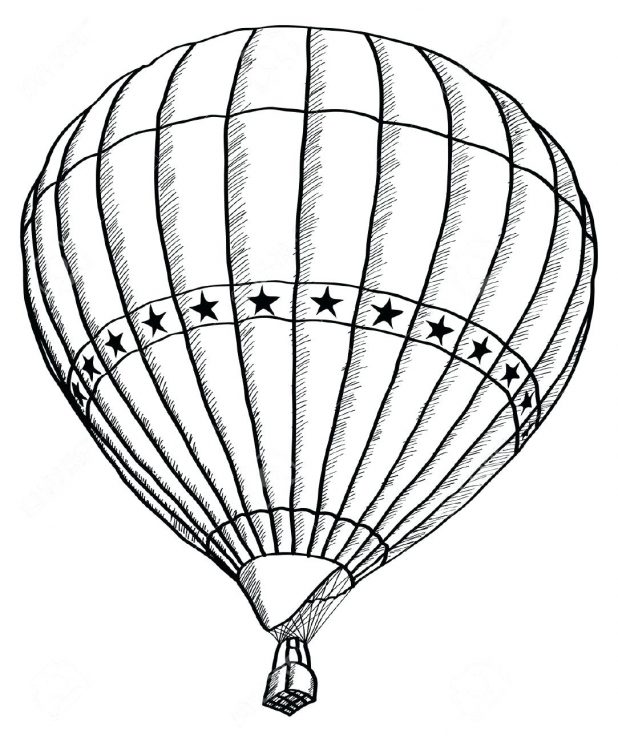 618x742 Balloon Hot Air Outline Clipart Drawing Template Hot Air Balloon