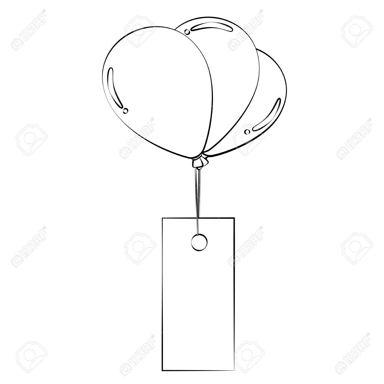 1300x1300 Black Outline Vector Balloons On White Background. Royalty Free