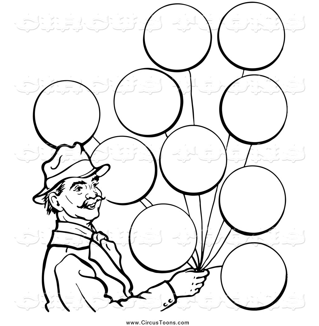 1024x1044 Circus Clipart Of A Black White Man With Balloons In Black