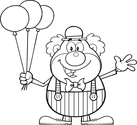 480x439 Clown With Balloons Coloring Page Free Printable Coloring Pages