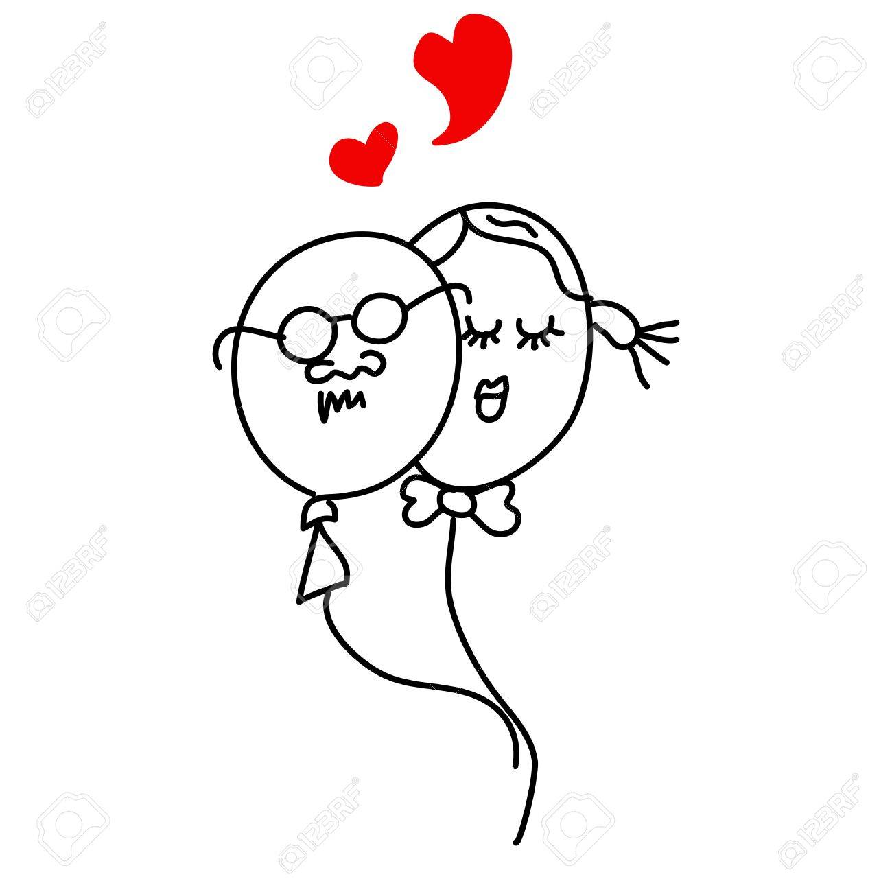 1300x1300 Hand Drawing Emotion Cartoon Balloons Love Character Royalty Free