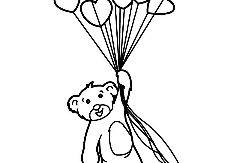 820x544 Hot Air Balloon Black And White Coloring Page Pages Of Balloons