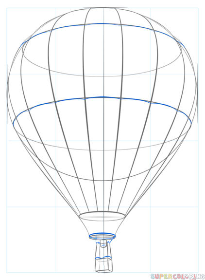 422x575 How To Draw A Hot Air Balloon Step Step Drawing Tutorials Drawings