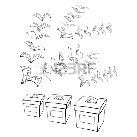 450x450 Hand Drawn, Vector, Sketch, Illustration Of Vote Or Voting Royalty