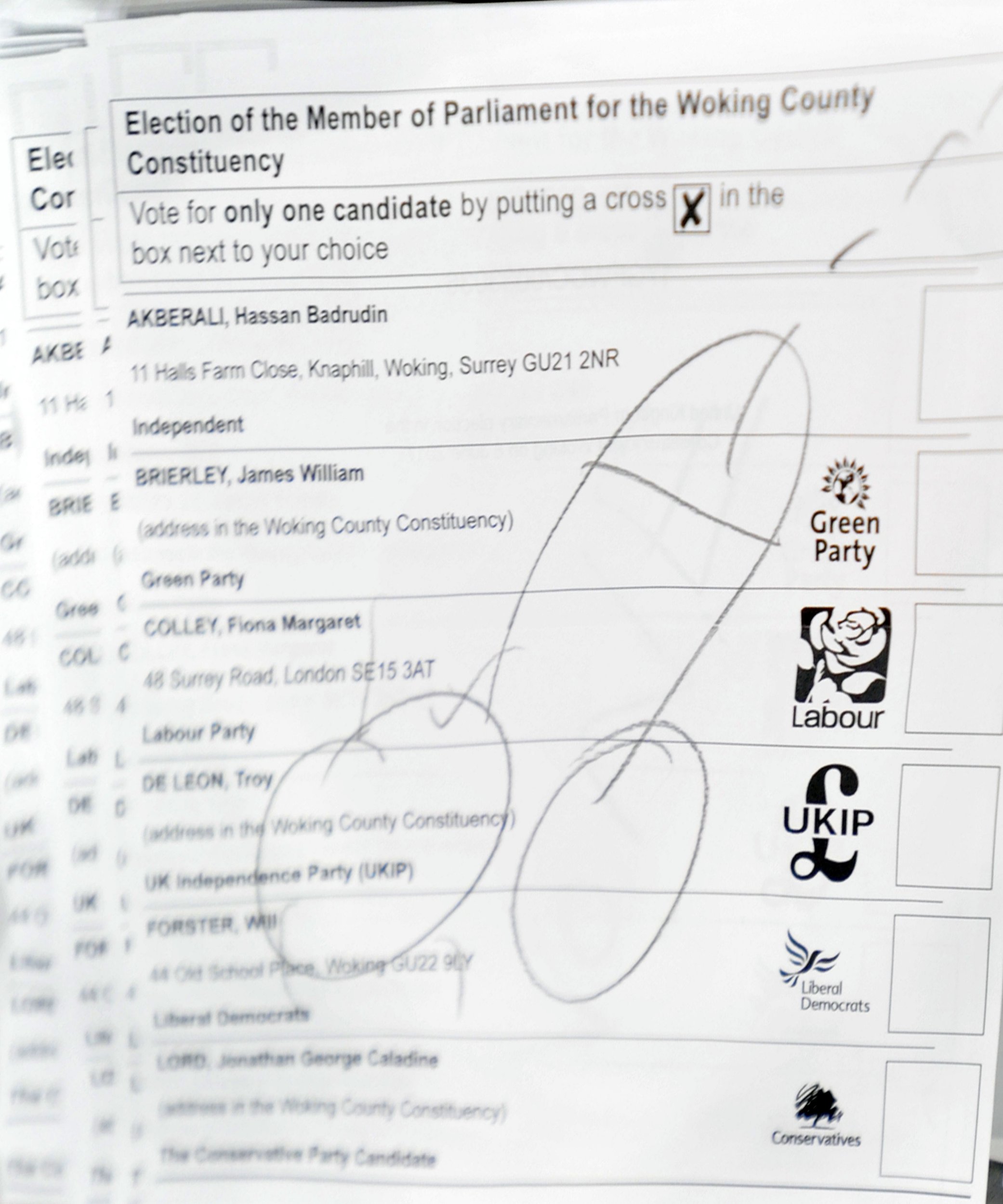 2082x2500 Someone Spoiled Their General Election Ballot By Drawing A Giant