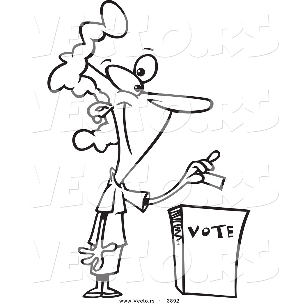 1024x1044 Vector Of A Cartoon Woman Putting Her Ballot Into A Vote Box