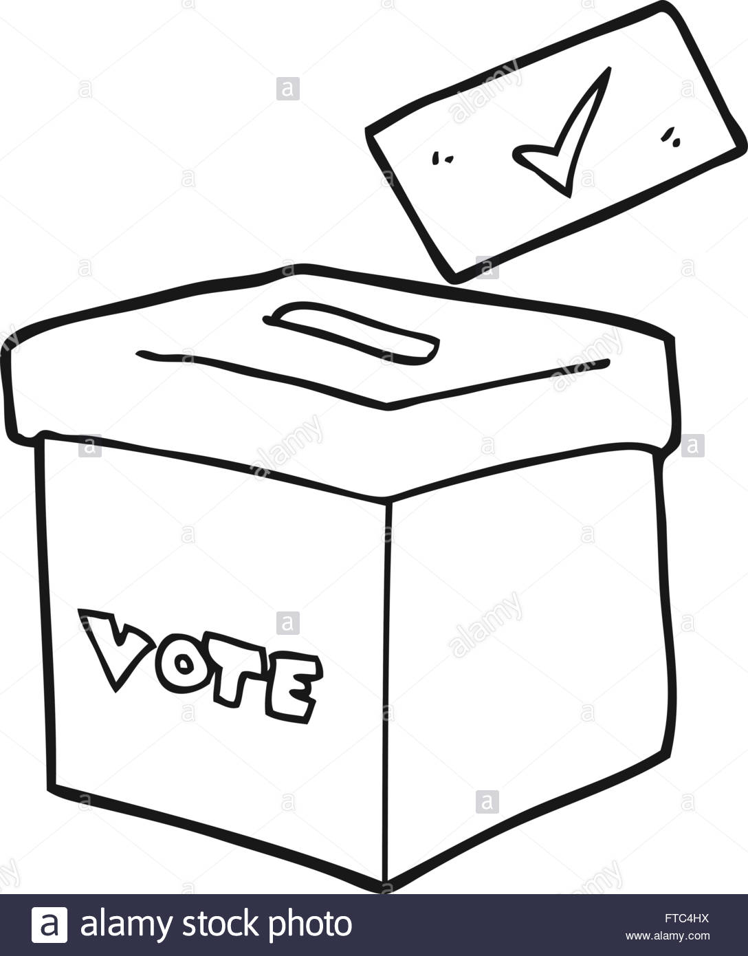 1088x1390 Freehand Drawn Black And White Cartoon Ballot Box Stock Vector Art