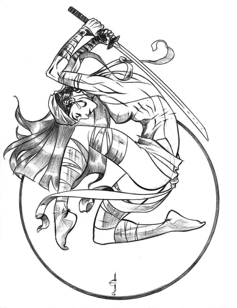 784x1018 Elektra Ballpoint Pen Sketch By Drewedwardjohnson