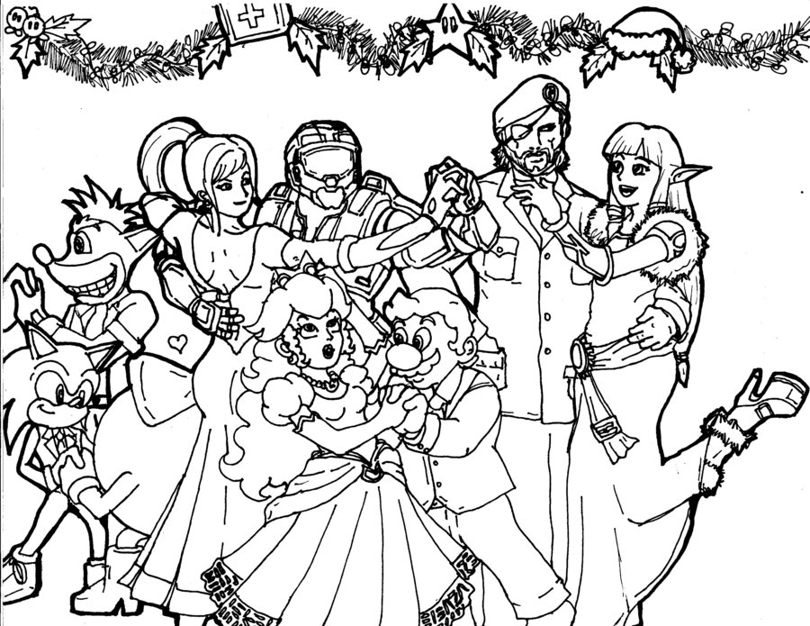900x695 Video Game Holiday Ballroom Line Art By Xtremee