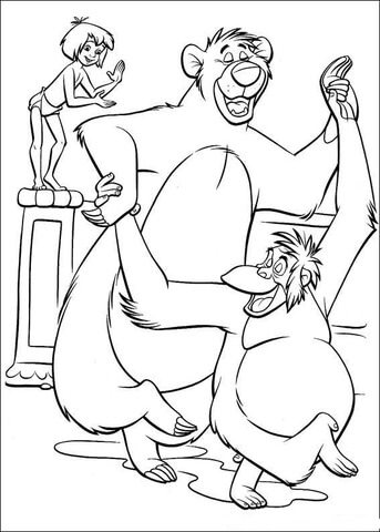 343x480 King Louie, Mowgli And Baloo Coloring Page Free Printable