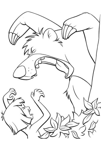 343x480 Mowgli And Baloo Roaring Together Coloring Page Free Printable