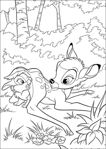 343x480 Thumper Behind Bambi Coloring Page Free Printable Coloring Pages