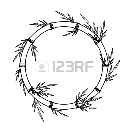 450x450 Bamboo Forest Set. Spa Nature. Plant Tree With Leaves. Vector