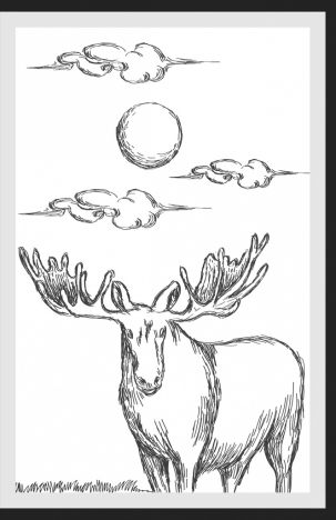 303x468 Wild Nature Drawing Reindeer Sun Cloud Handdrawn Sketch Vectors