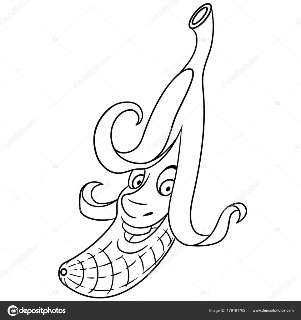 963x1024 Coloring Book Coloring Page Cartoon Banana Character Happy Fruit