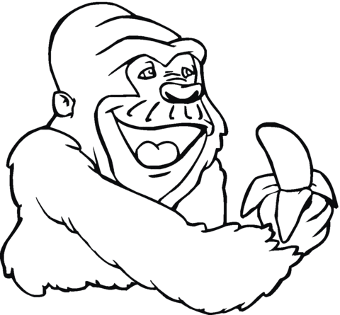 480x445 Gorilla Holds Banana Coloring Page Free Printable Coloring Pages