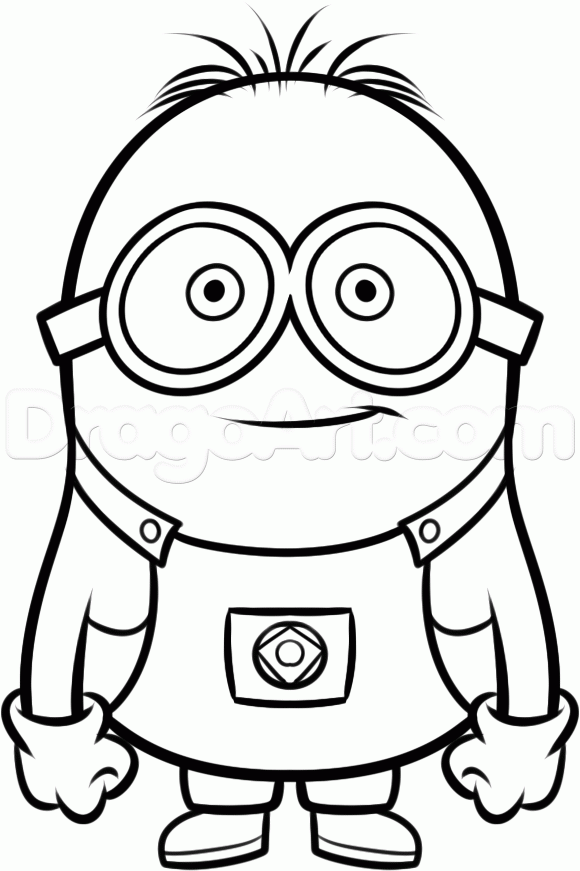 580x871 Coloring How To Draw A Minion Step By Step Easy For Beginners