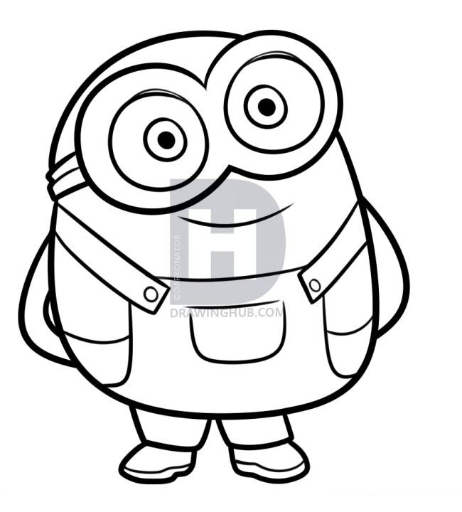 650x720 Coloring How Draw A Minion Step By Step Kevin Plus How