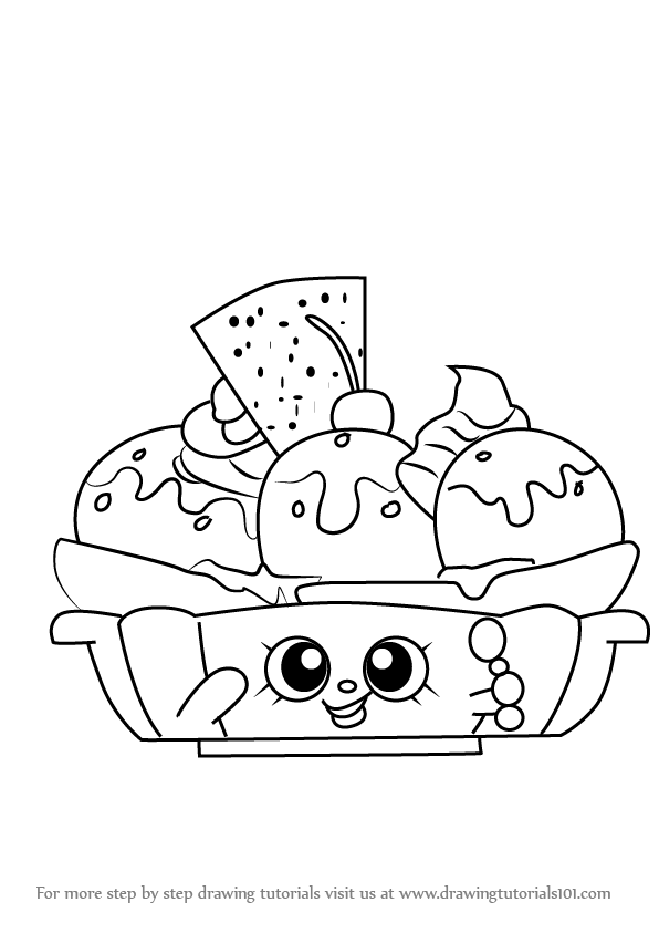 596x843 Step By Step How To Draw Banana Splitty From Shopkins