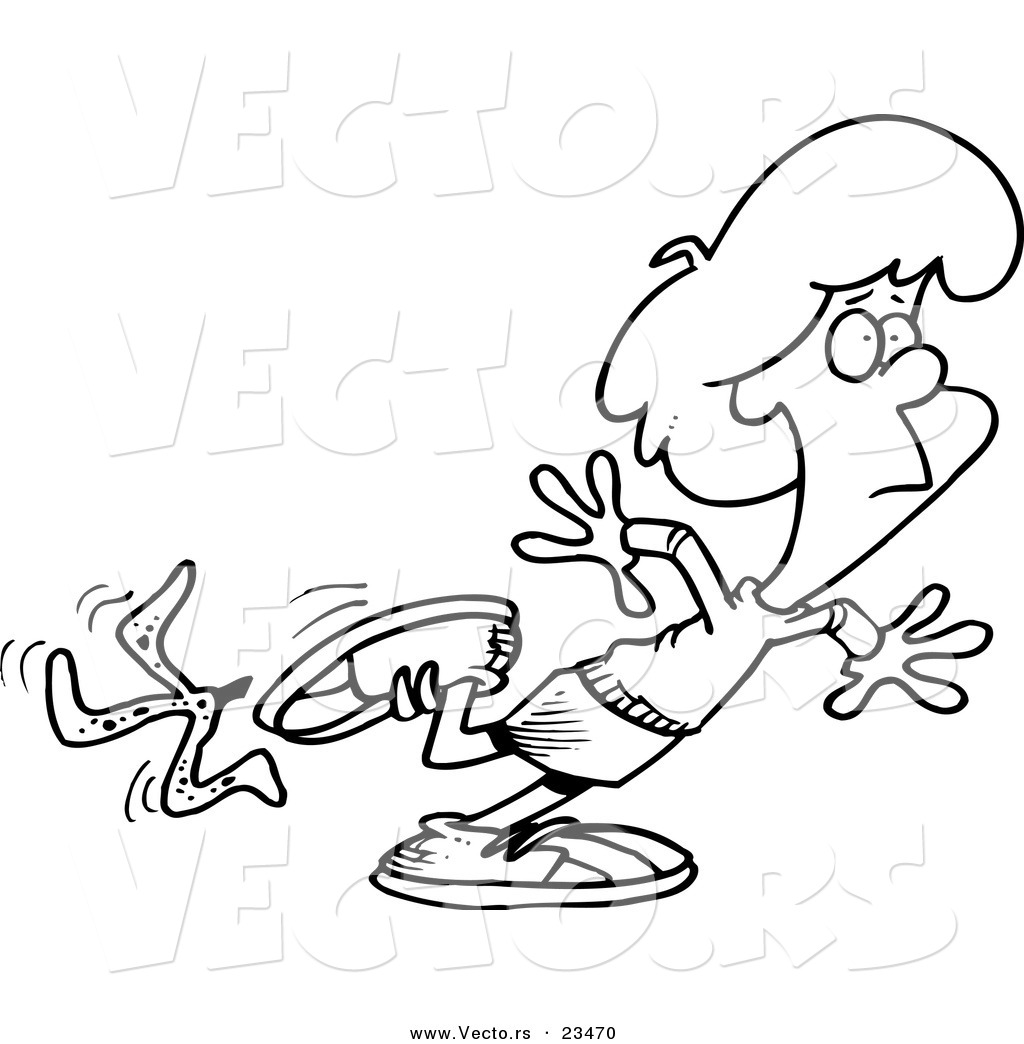 1024x1044 Cartoon Vector Of Cartoon Woman Slipping On A Banana Peel