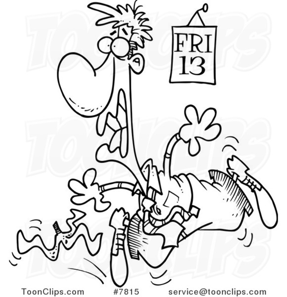 581x600 Cartoon Black And White Line Drawing Of A Guy Slipping On A Banana