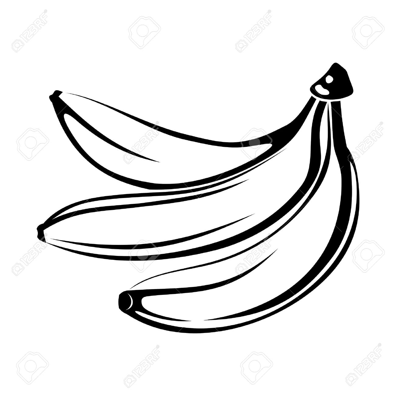 1300x1300 Black Silhouette Of Bananas Isolated On White Vector Illustration