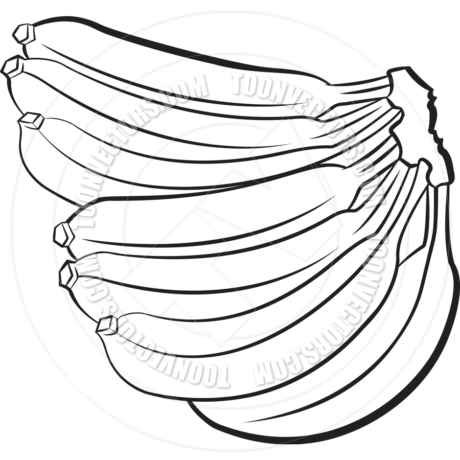 940x940 Banana Clipart B W