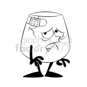300x300 Royalty Free Larry The Cartoon Glass Character With Crack And Band