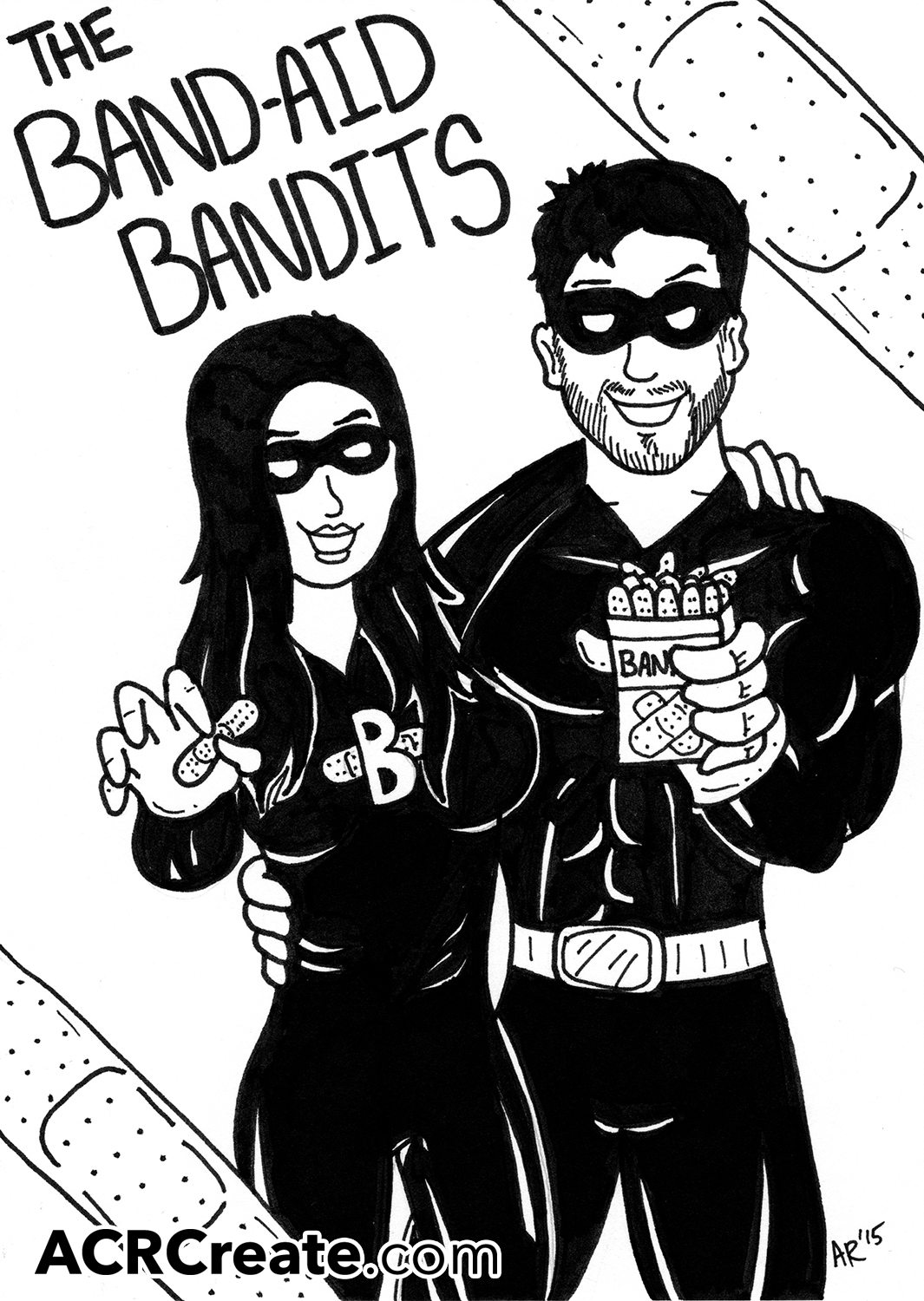 1065x1500 Band Aid Bandits Superhero Custom Cartoon Drawing