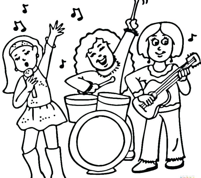 678x600 Rock And Roll Coloring Pages Concert Of A Female Band Page Free