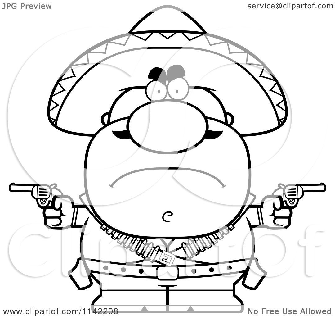 1080x1024 Cartoon Clipart Of A Black And White Angry Hispanic Bandit